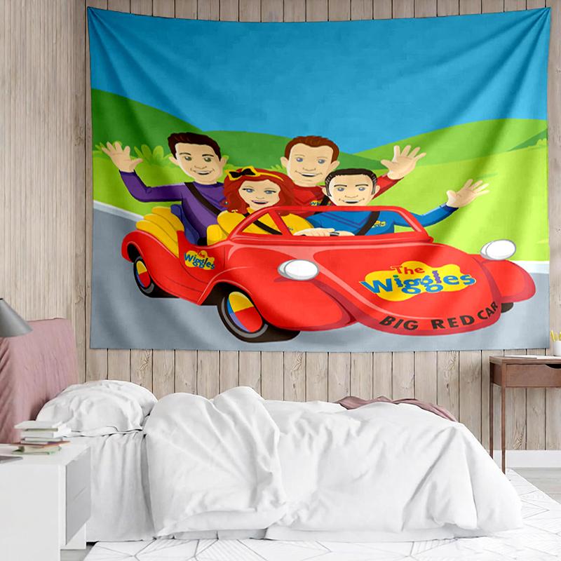 The-Wiggles Print Tapestry, Backdrop, Easy Setup, Ideal for Bedroom, Office & Living Room, with Aesthetic Wall Hanging Decor.