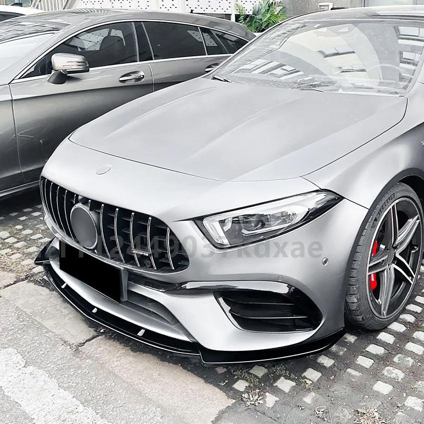 For 2019-2023 Mercedes Benz A Class W177 A45 A45S AMG Car Front Bumper Lip Lower Blade Auto Spoiler Splitter Body Kits Tuning