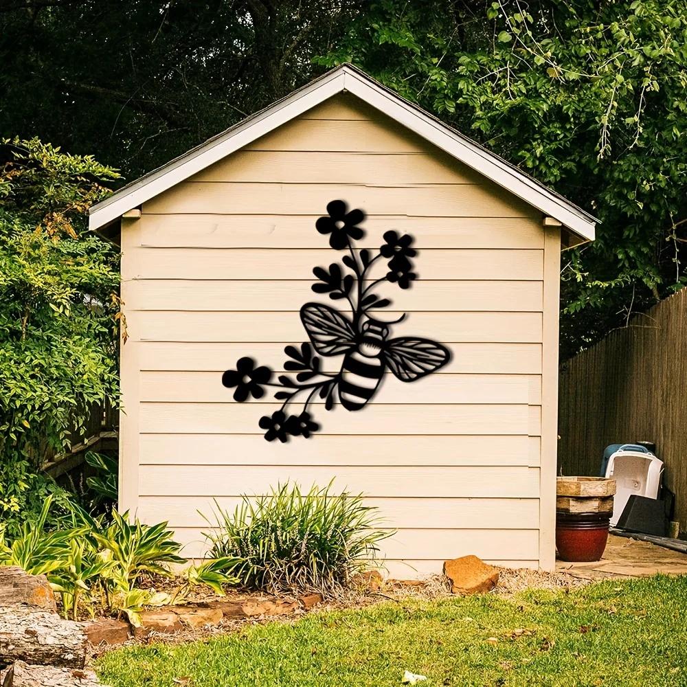 1 шт., Креативный декор для стен из металла «Цветы и пчелы», знак «Дом — это все» для гостиной, декор для стен в спальне, декор для фермы (12*11 дюймов)