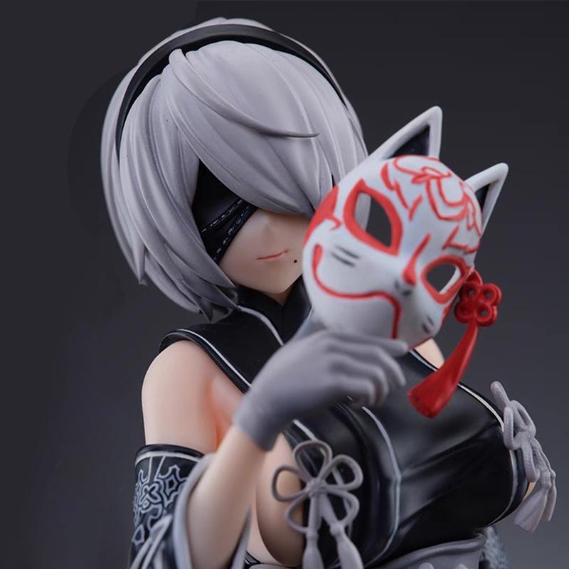 Игровая фигурка 2B сидячая фигурки YoRHa Type A кимоно 2A фигурки Кукла ПВХ Модели Игрушки Коллекция для взрослых Статуэтка Подарки 21.5 см
