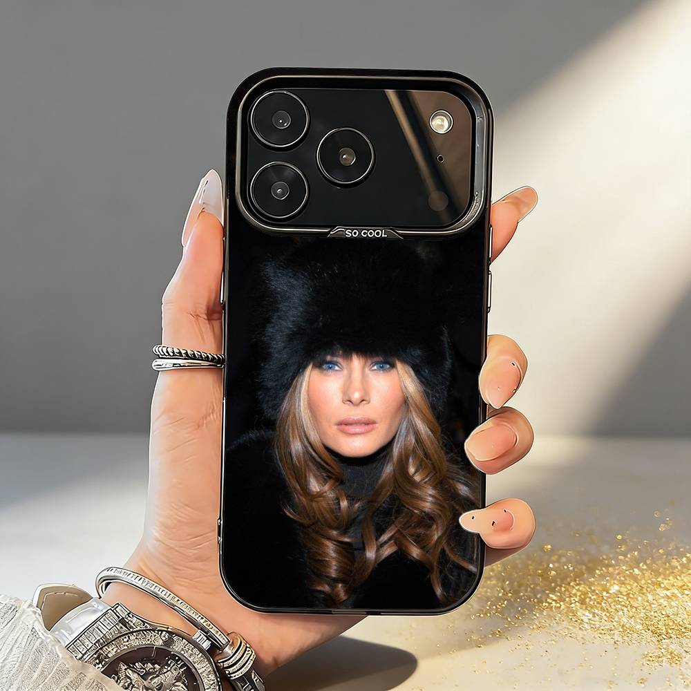 Fashion Model Melania First Lady Phone Case For iPhone17,16,15,14,13,12,11,Pro,MAX Gray Matte Silicone Black Cover