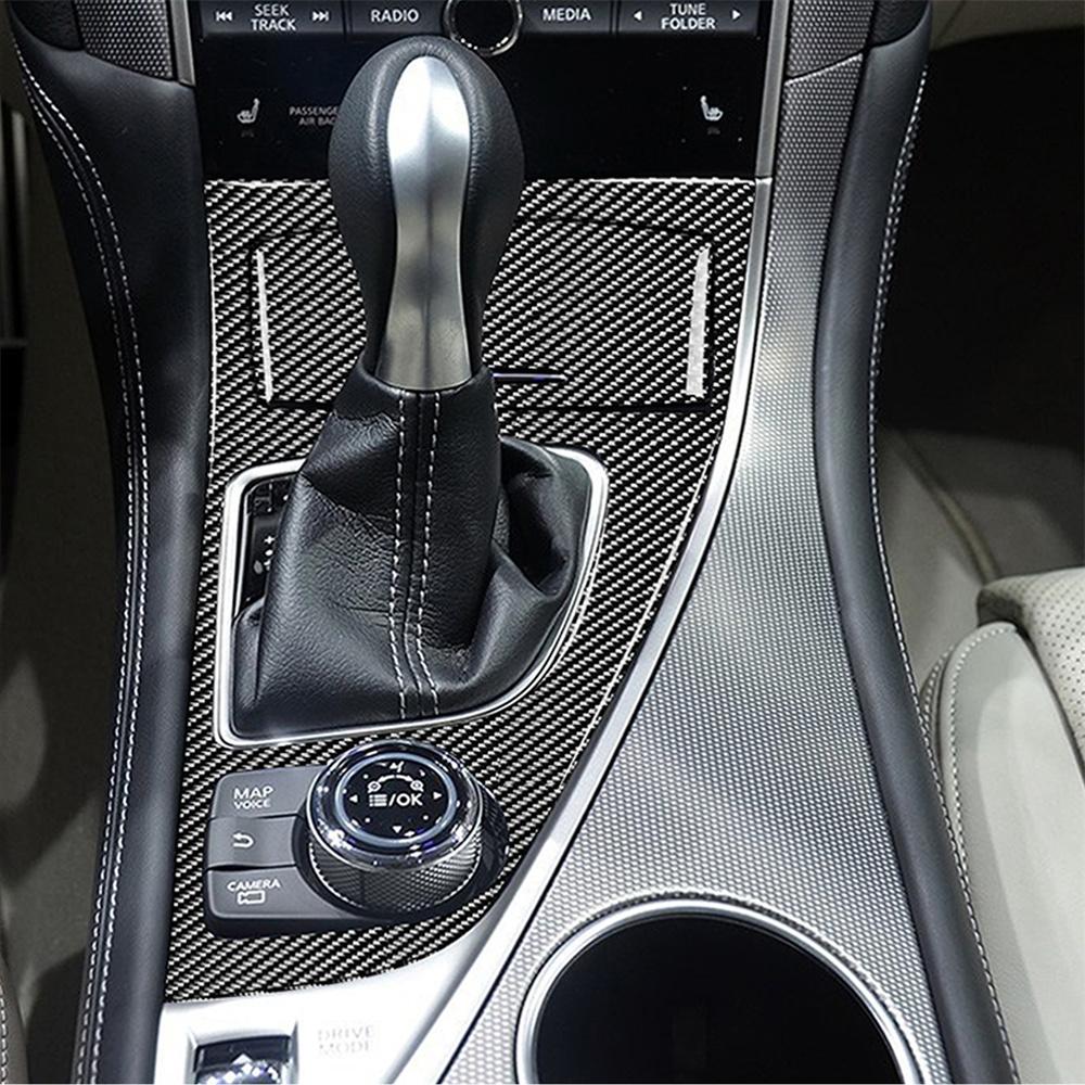 Carbon Fiber Interior Console Gear Shift Cover Trim For Infiniti Q50 Q60 2014-19
