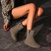 AJGS Niche Design New Western Cowboy Boots Pull-on Khaki Cow Suede Boots Versatile Fashion Street Style Women's Boots