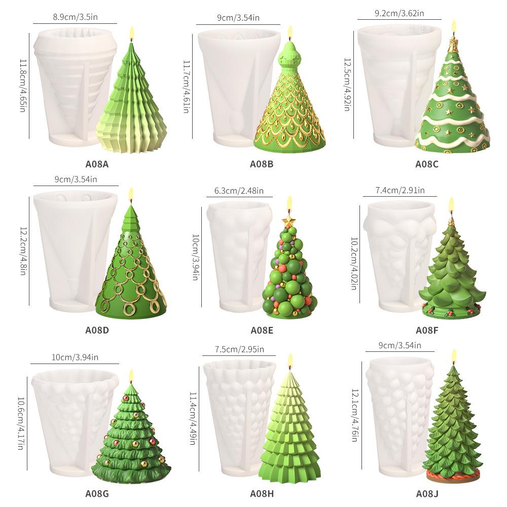 3D Рождественская елка Свеча Силиконовая форма Ручная работа DIY Рождественская елка Эпоксидная смола Форма Мыло Свеча Изготовление Инструменты для выпечки Праздничные подарки