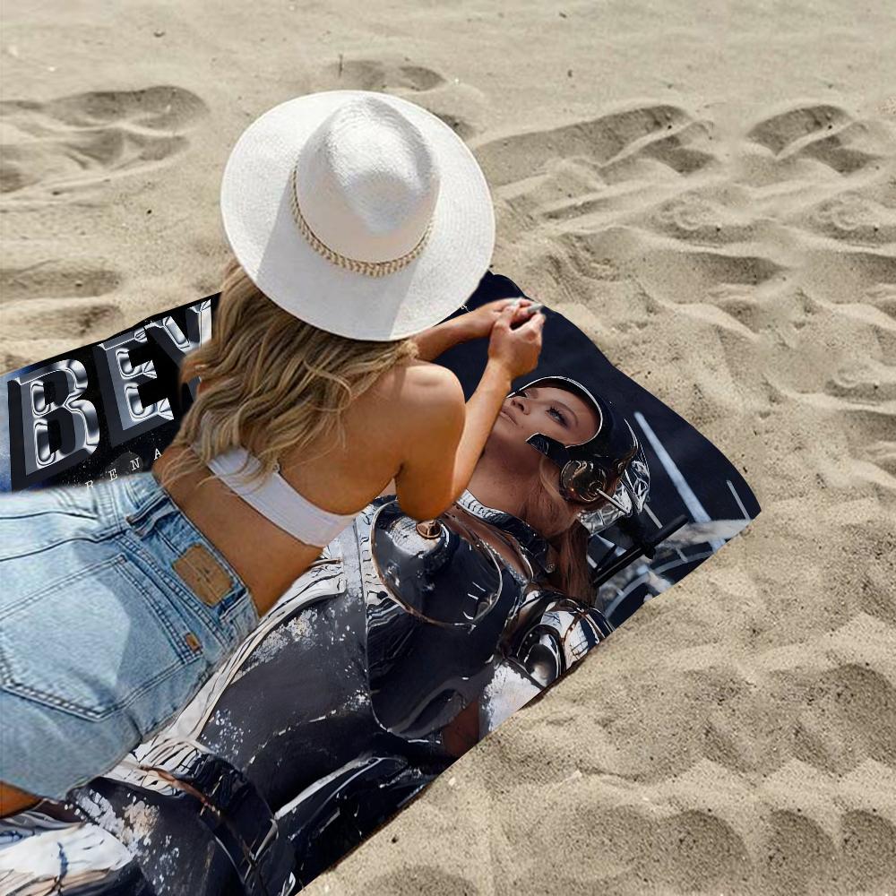 Beyonce Super Singer Microfiber Printed Beach Towel Mountain Climbing Yoga Beach Swimming Running Absorbent Soft Towel