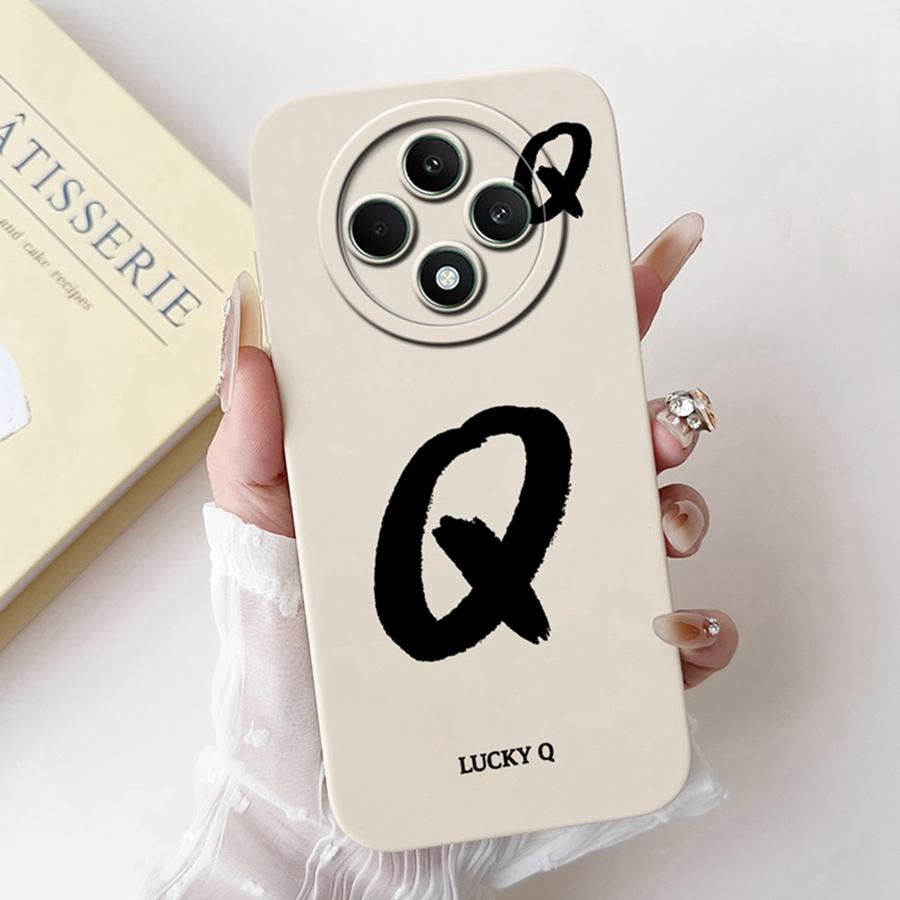 Чехол для телефона OPPO Reno12 F 4G 5G Роскошный с нанесенным lucky letter (счастливым письмом) Задняя крышка Матовый Fundas Для OPPO Reno 12 FS Reno 12F Capa