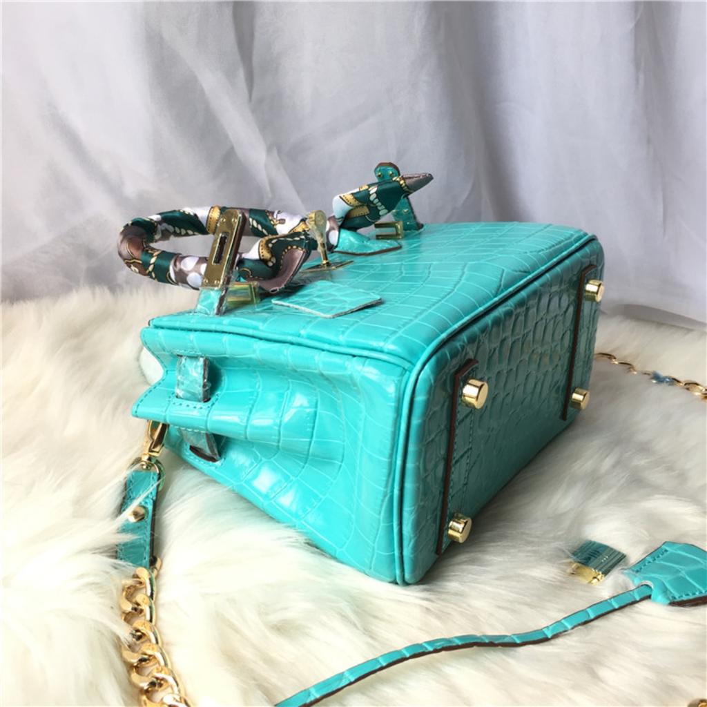 FD64102940 осень и зима новая платиновая серия макарон узор крокодила портативная наплечная сумка из коровьей кожи 25 см