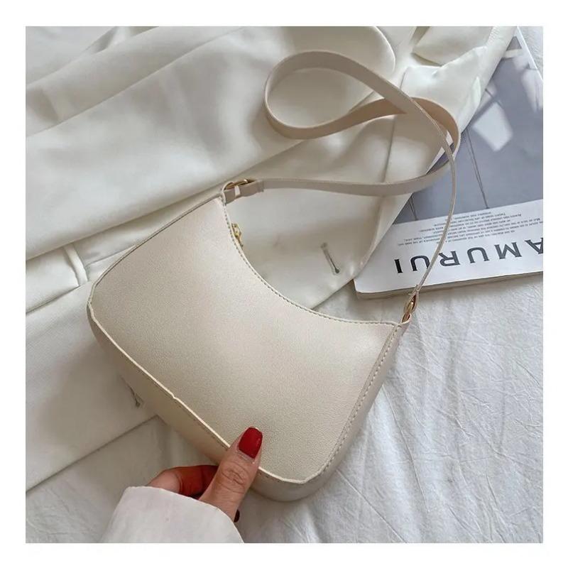 New Women's Fashion Handbags Retro Solid Color PU Leather Shoulder Underarm Bag Casual Women Handbags Trend
