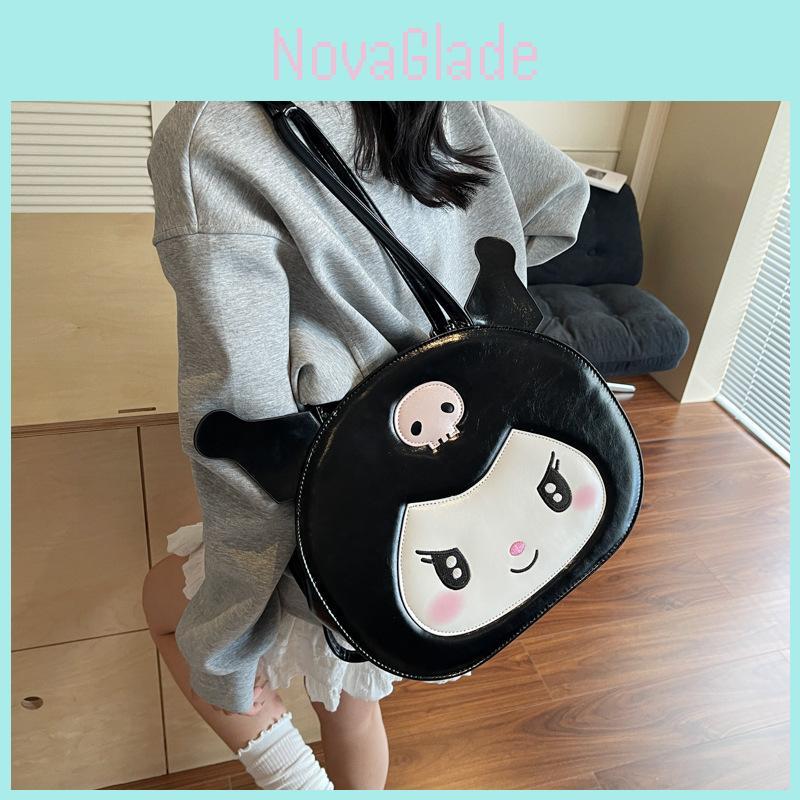 Kuromi Cute Girls Summer Backpack With Macaron Color Pu Material For Daily Use