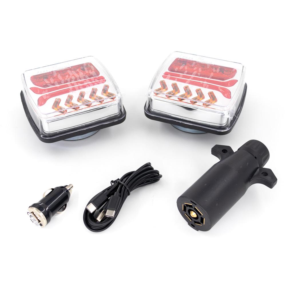 1Set 12V 24V Wireless Magnetic LED Tail light Trailer Rear Light Warning Brake Light Camper Lorry Truck Waterproof Turn Signal