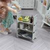 1Pcs 1:12 Dollhouse Miniature Trolley Dining Cart With Wheels Model Storage Display Shelf Bookshelf Furniture Model Decor Toy