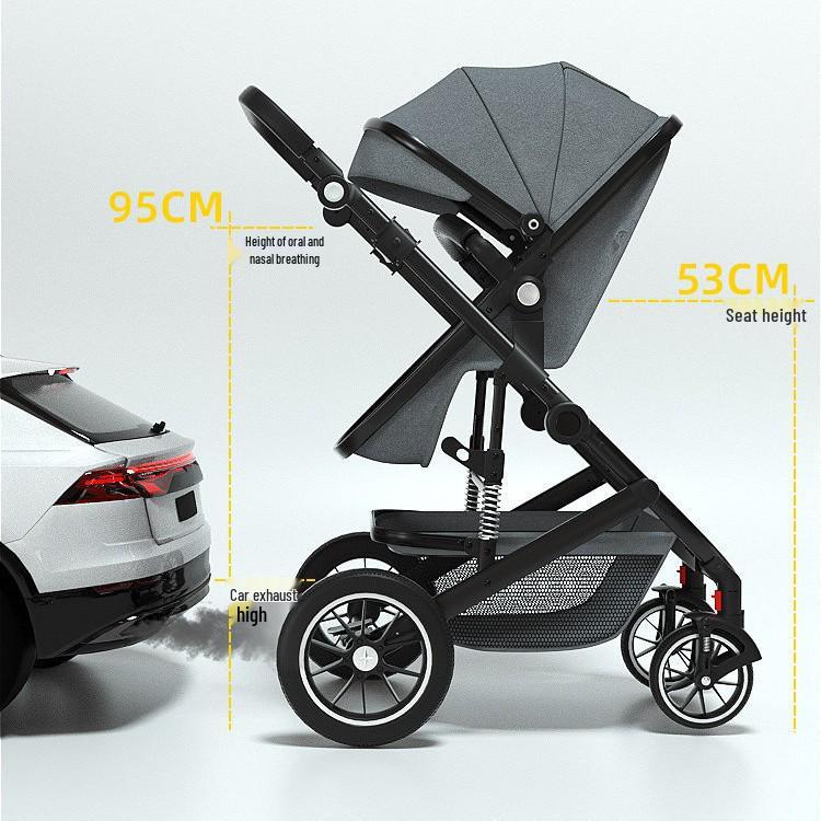 Легкая детская коляска двойного назначения: Высокая проходимость, Трансформируемая, Складная, и Двусторонняя.