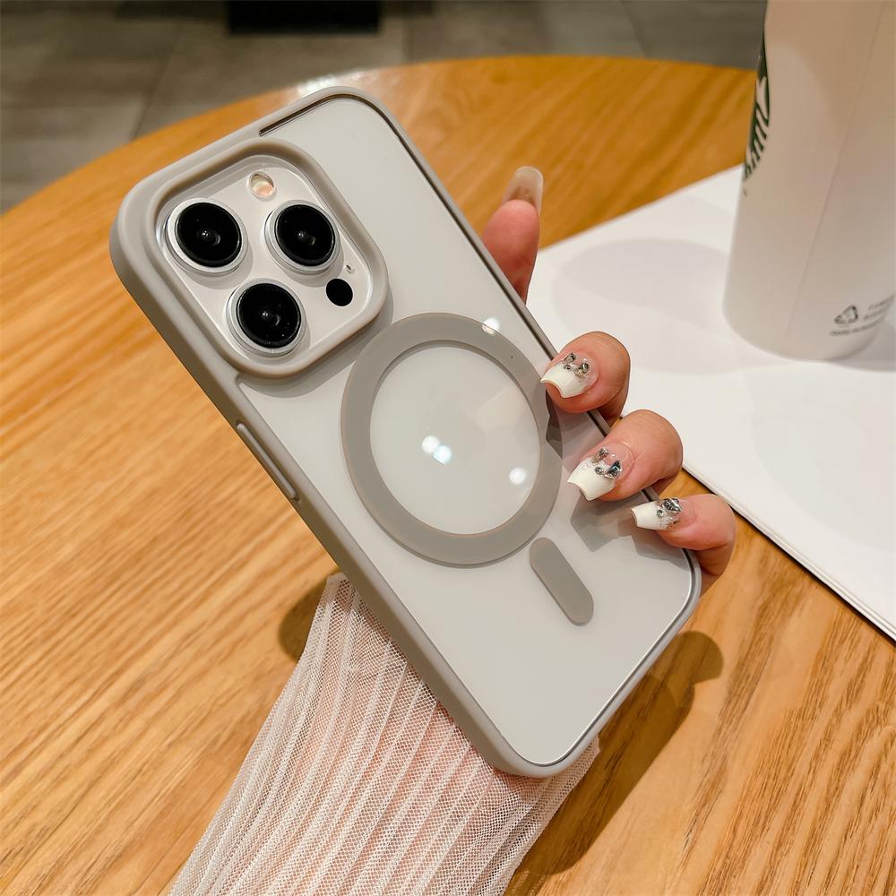 Роскошный ударопрочный чехол с поддержкой Magsafe для беспроводной зарядки для iPhone 15 14 Plus 13 12 Mini 11 Pro X XR XS, прозрачный, с магнитным бампером