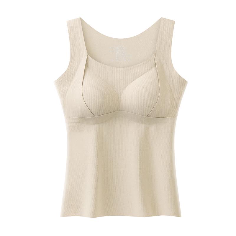 Женский антистатический длинный теплый жилет: Встроенные чашки бюстгальтера, Акрил, Мягкий цельный верхний и нижний слой для осени/зимы