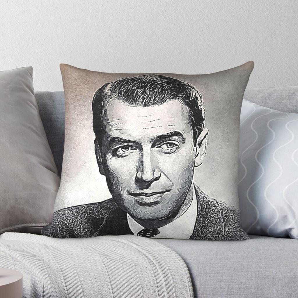 James Stewart Art Square Pillowcase Polyester Linen Velvet Creative Zip Decor Pillow Case Bed Cushion Cover
