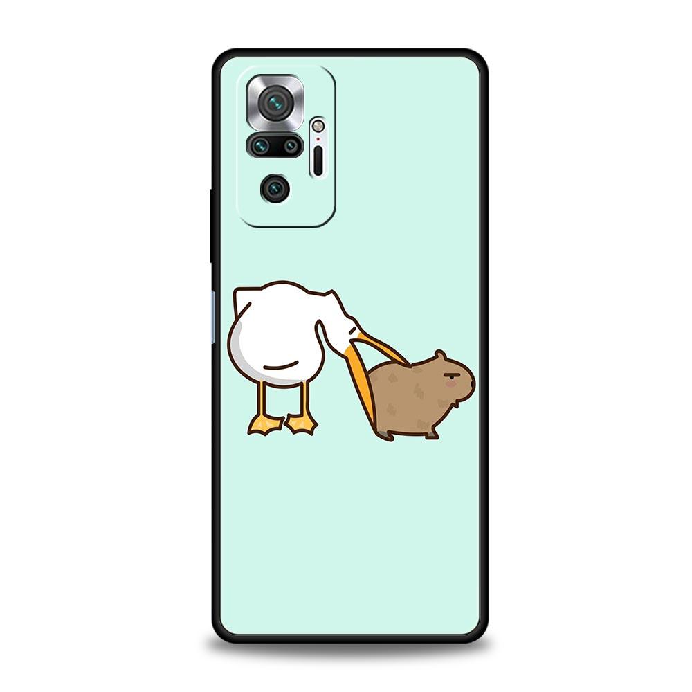 Чехол для телефона для Xiaomi Redmi Note 13 12 5G 9S 9 8 10 11 Pro 9T 13C 12C 10C 9C 9A 7 Pro Мягкий силиконовый чехол Мультяшная капибара