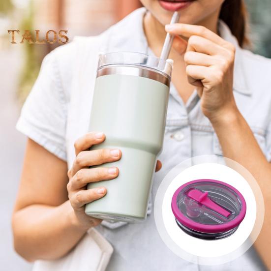 40oz Tumbler Flip Straw Lid Replacement Leak-Proof Splash Resistant Cover for Cup BPA-Free Reusable Glass Lid with Folding Straw