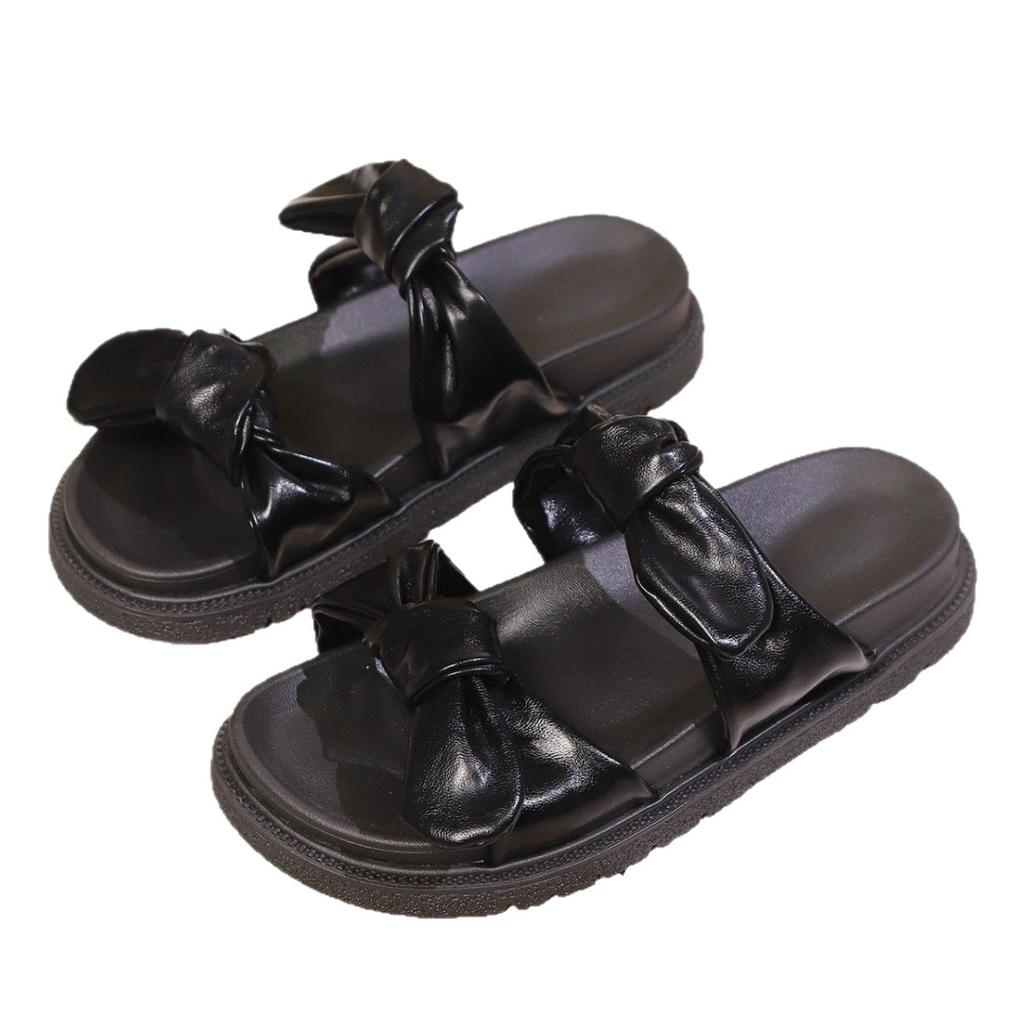 Сказочный ветер однослойный бант платформа шлепанцы женские приливные носить пляжная обувь лето большой размер крутые шлепанцы