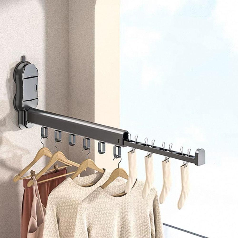 Wall Mounted Folding Clothes Rack Large Capacity Laundry Hanger Lingerie