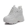 Fashion 9CM Genuine Leather Women Fashion Chunky Sneakers Spring Summer Autumn Breathable Platform Wedge Shoes Walking Sneakers Fashion