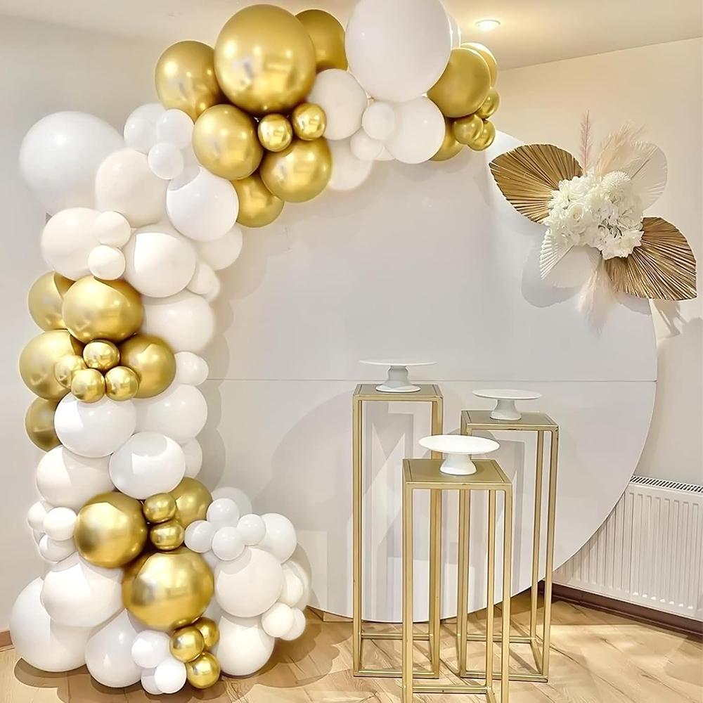 Metallic Gold Balloon Kit White Gold Balloons Garland Arch Wedding Anniversary Graduation Baby Shower Birtday Party Decoration