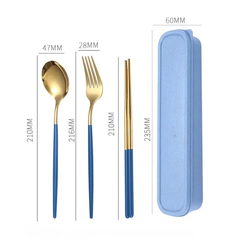 Набор столовых приборов из нержавеющей стали, простая переносная посуда, набор палочек для еды, ложек и вилок с футляром, наборы столовых приборов, кухонные принадлежности