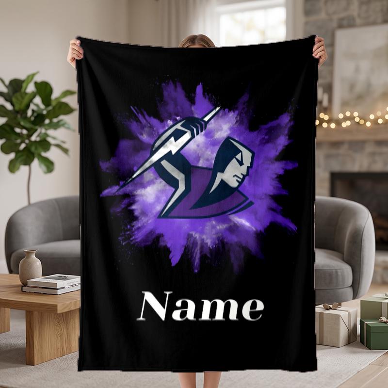 Melbourne Storm Custom Flannel Blankets Soft Warm Cozy Throws for Home Decor Holiday Gifts