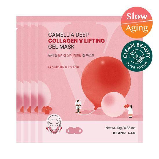 ROUND LAB Маска-лист гелевая лифтинговая с глубоким коллагеном Camellia V 4 шт.