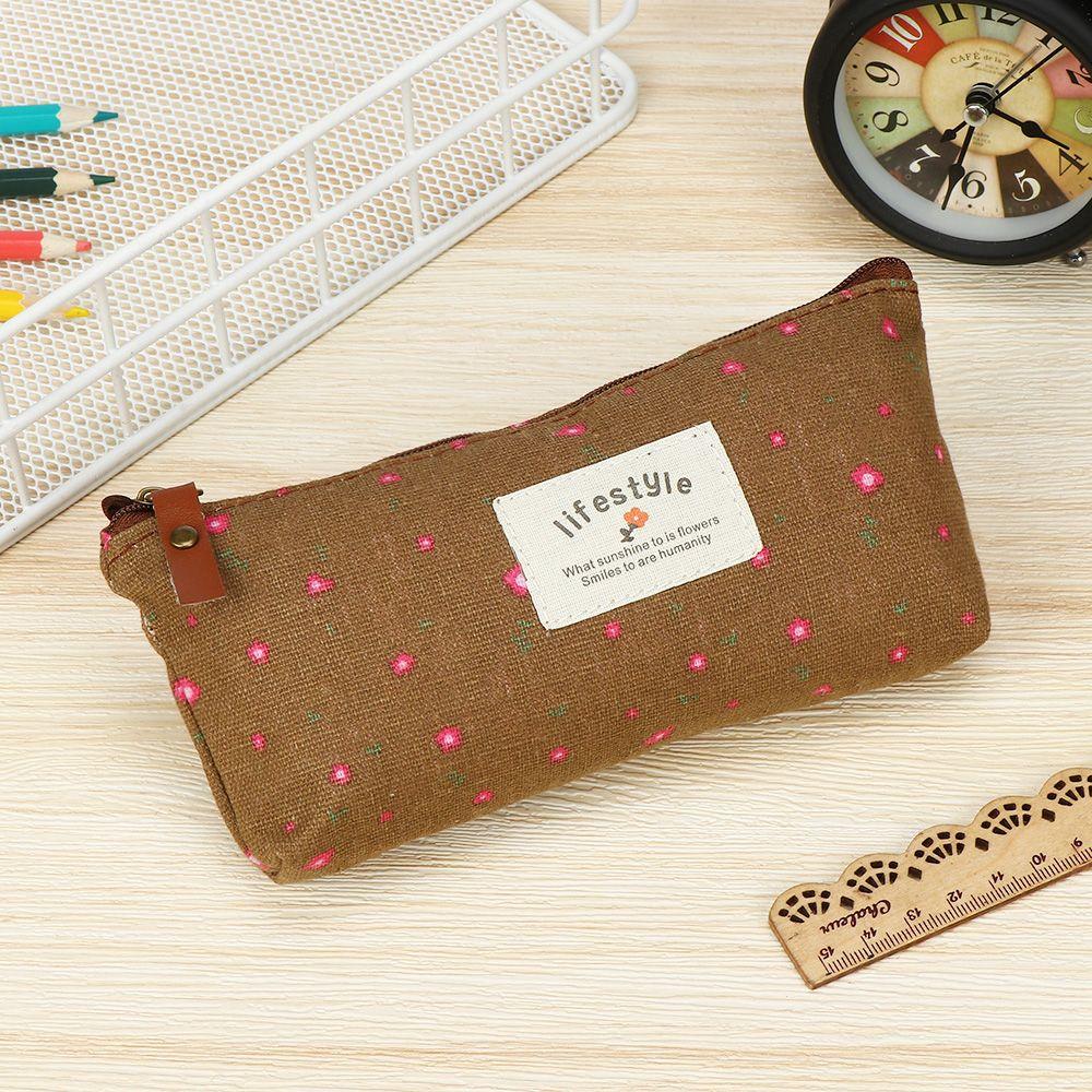 New School Supplies Pen Bags Pastoral Floral Pencil Case Stationery Bag Canvas Lovely
