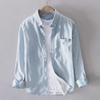 Men's Light Denim Long-Sleeve Shirt - Loose, Washed Japanese-Style Summer Jacket