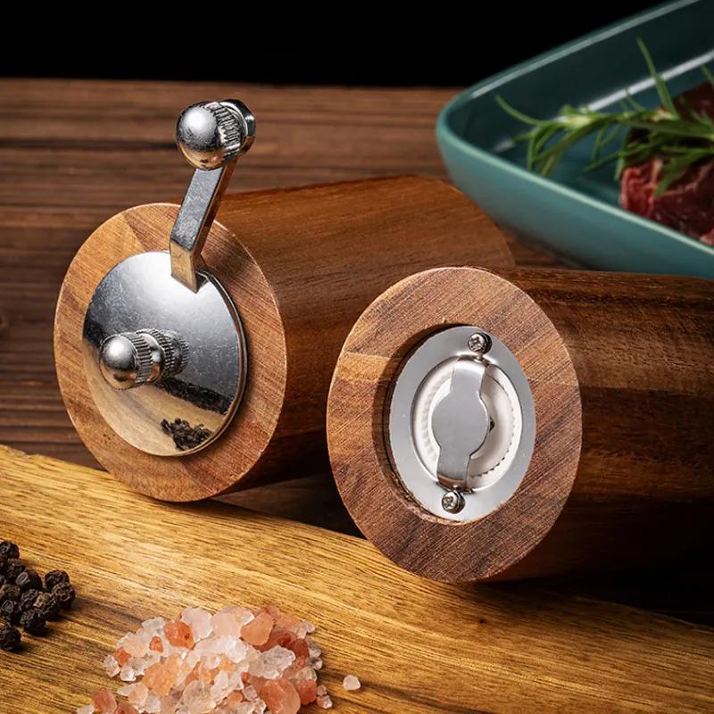 Hand Cranked Pepper Grinder Kitchen Hand Crankedss Solid Wood Sichuan Pepper Black Pepper Grinder Household Sea Salt Pepper Powder Grindingss Bottle