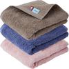 Imaa Imabari Towel Certified Big Face Towel Set of Quick Made In Vacuum Compressed Light Brown X Navy X Pink 3, Fluffy, Thin, Absorbent, Drying,