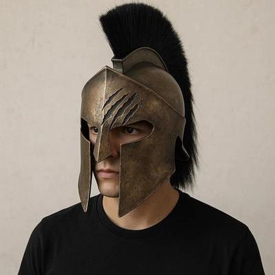 Шлем спартанского воина со следами от когтей, поношенная в бою броня из коринфской бронзы, шлем викингов для косплея в стиле LARP, средневековая боевая реплика