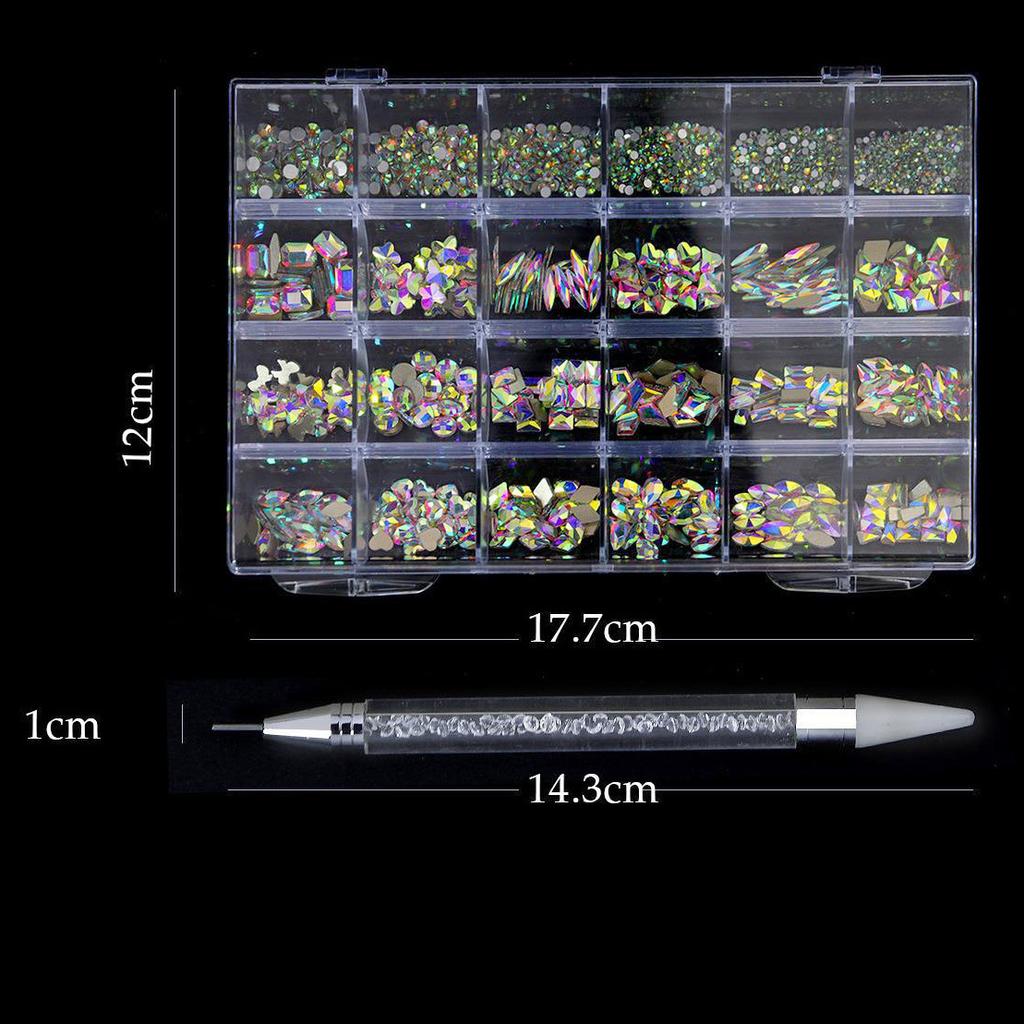 24 Grid Nail Art Diamond Box Special-Shaped Diamond Nail Jewelry Nail Art Set