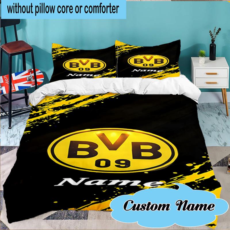 Custom Name BVB Fan Gear Bedding Set 3pcs, Bedding Set Including 1pc Duvet Cover And 2pcs Pillowcases for Bedroom, Dormitory Gift