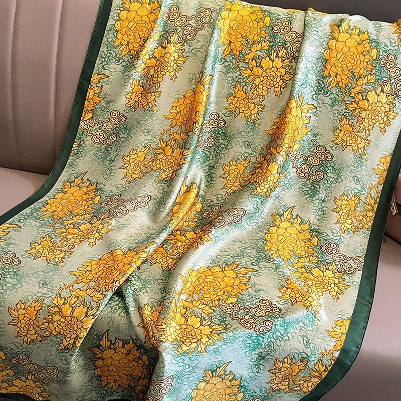 Smooth Silk Scarf for Women Floral Print Elegant Pashmina Scarfs Female Foulard Hijab Luxury Shawls Beach Lady Stoles Scarve