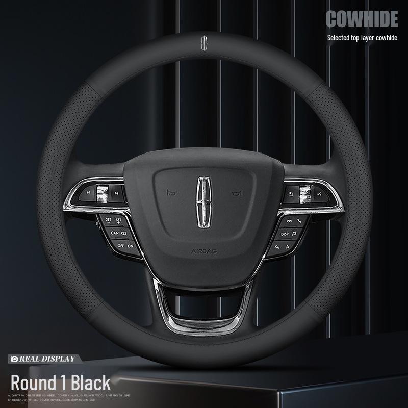 Премиальная кожаная оплетка руля для Lincoln MKC, MKZ, Aviator, MKX, Navigator