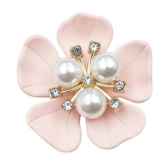 Cufflink Rhinestones Imitation Pearls Pistil Flower Shape Button Covers Clip-On Installation Sparkling Decorative