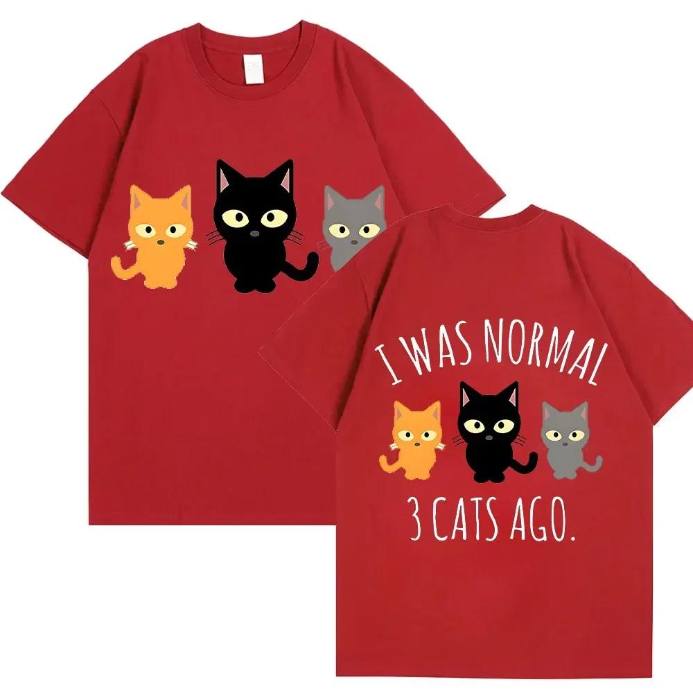 Модные мультяшные топы аниме женская футболка I Was Normal 3 Cats Ago женская одежда Harajuku футболки с коротким рукавом свободные уличные