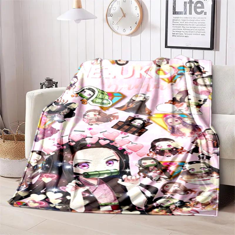Japanese manga artist Koyoharu Gotouge's Demon Slayer blanket Soft and portable four season home bed, office travel, lunch break, warm blanket K14
