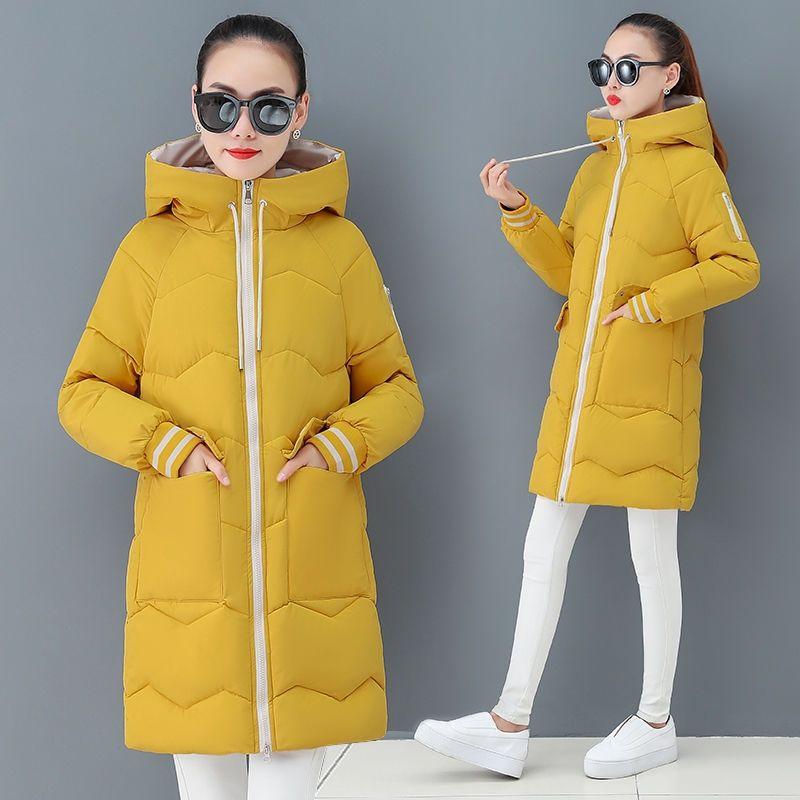 Женская зимняя новая модная свободная съемная шапка с хлопковой подкладкой куртка женская средняя и длинная толстая теплая хлопковая подкладочная куртка