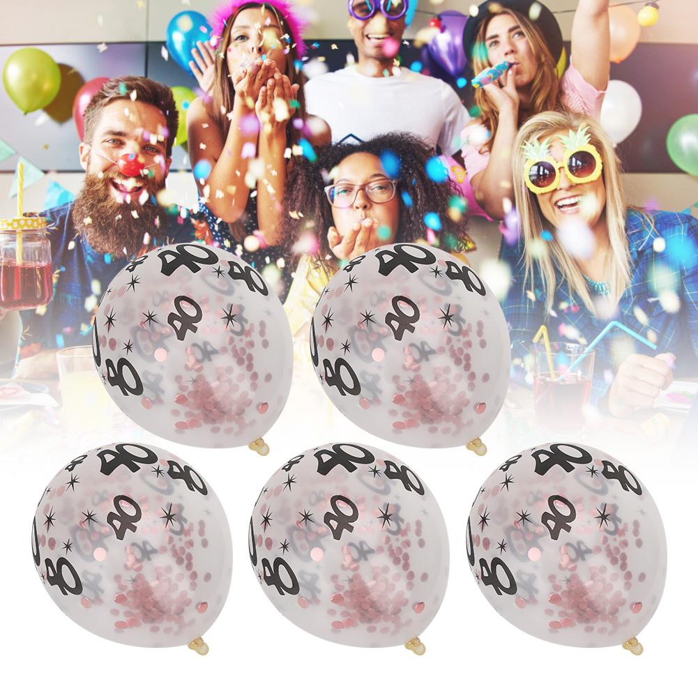 10Pcs Latex Transparent Balloon with Nnumber 40 Pattern for Birthday Party Wedding Anniversary Decorate