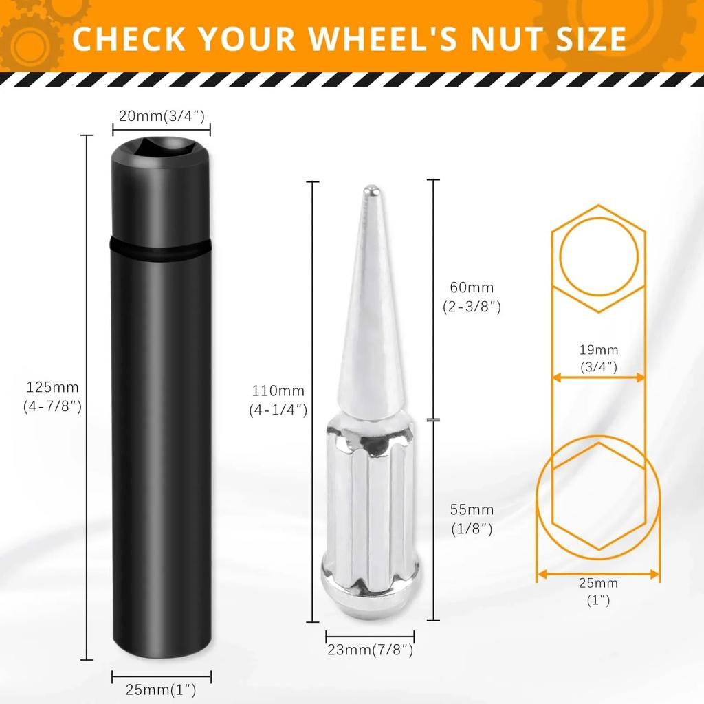 24/32 PCS Wheel Nuts M14X1.5 Nut Longer Nut Steel Lock Wheel Lug Nut Bolt With Spikes For Dodge Charger Challenger/Chevy/Ford