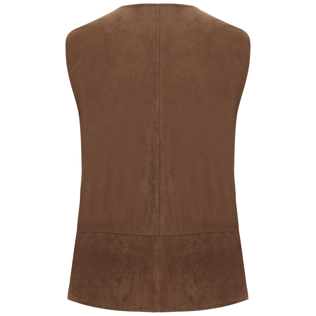 Mens Pirate Cowboy Vest Lace Up Front Solid Color Waistcoat Medieval Cosplay Halloween Costume