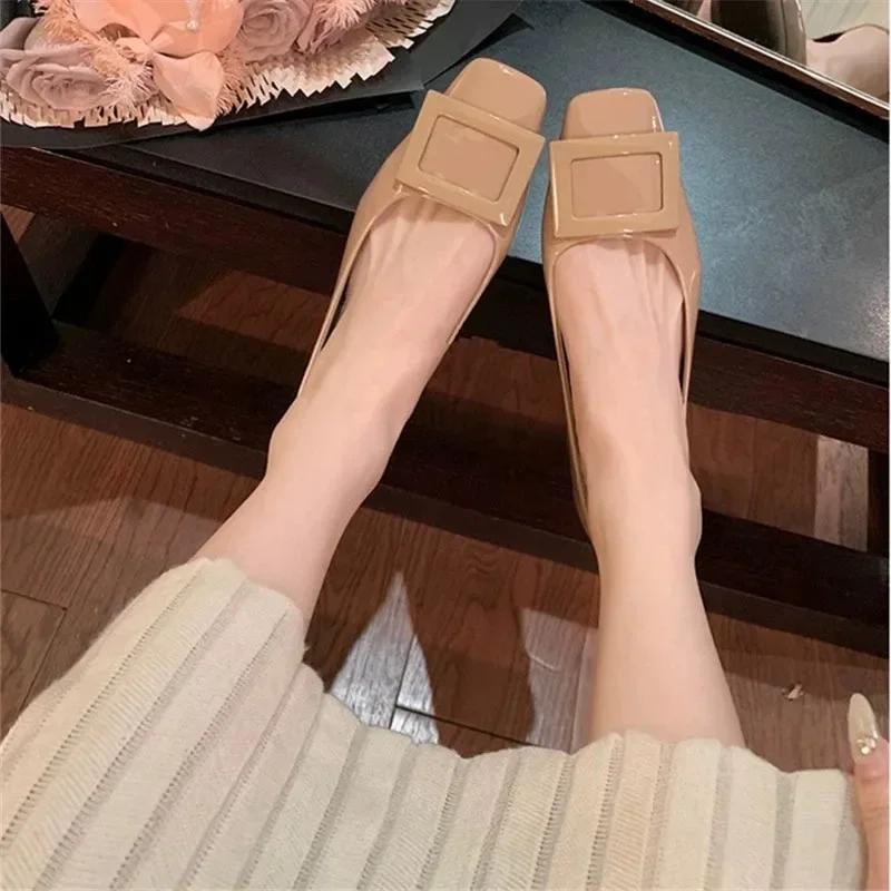 Fashion Woman Trend Designer Square Buckle Heels for Women Luxury Brand Pumps Square Toe High Heels Fashion Party Elegant Ladies Shoes