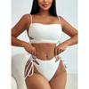 Sexy White Bikini Set 2026 Women Hollow Bandage Cross Push Up Drawstring Side High Waist Swimsuit Beach Bathing Suit Swimwear