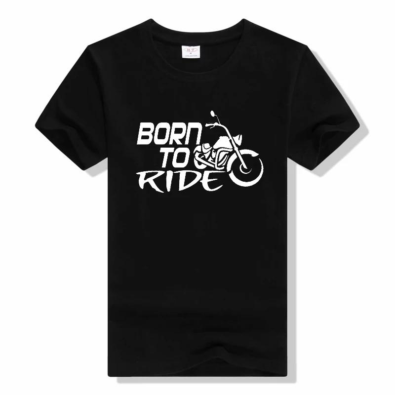 Новинка Футболка "Рожден кататься, вынужден работать" BORN TO RIDE Череп с коротким рукавом Дышащая футболка