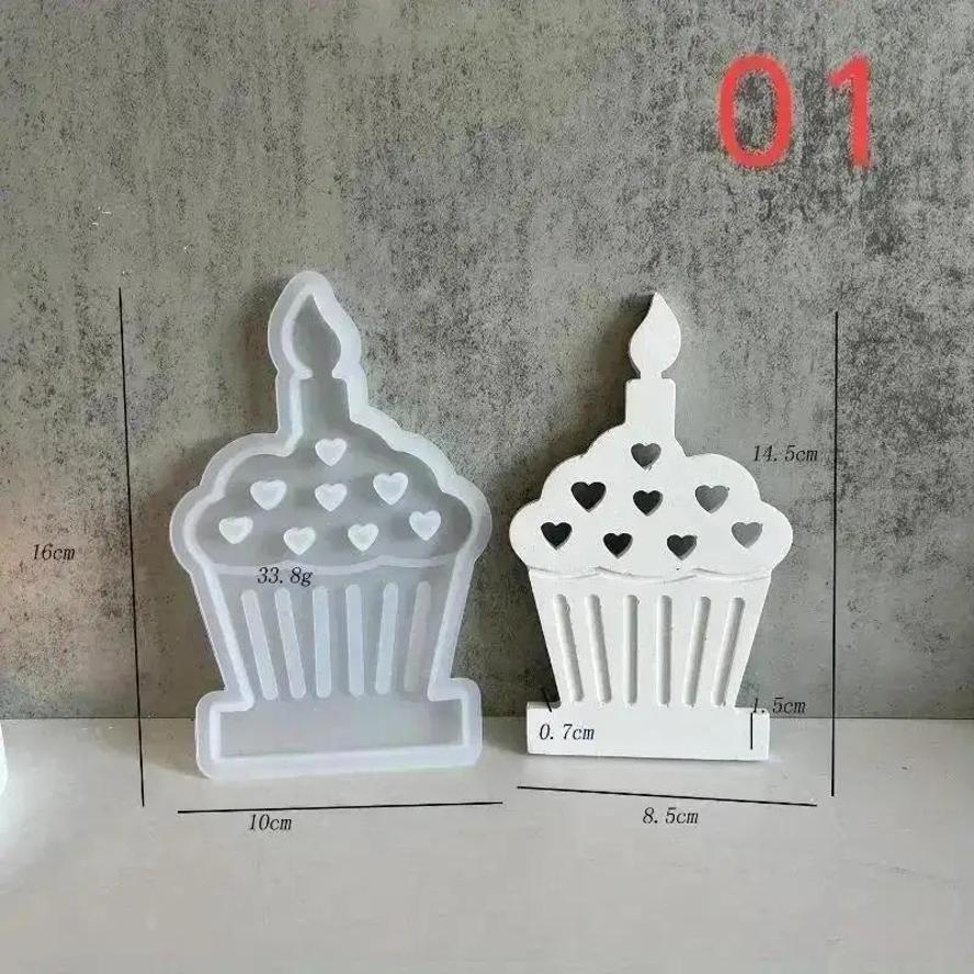 DIY Heart-shaped Cake Candle Mold Tea Lightweight Gypsum Craft Gift Making Home Decoration Candle Holder Cake Silicone Mold