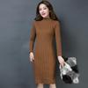 Женское трикотажное платье осень-зима винтажное женское тонкое платье-свитер трикотажные платья с длинным рукавом