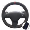 Car Accessories Hand Stitched Black Breathable Soft  Suede Leather Steering Wheel Cover For Tesla Model 3 Model Y 2017-